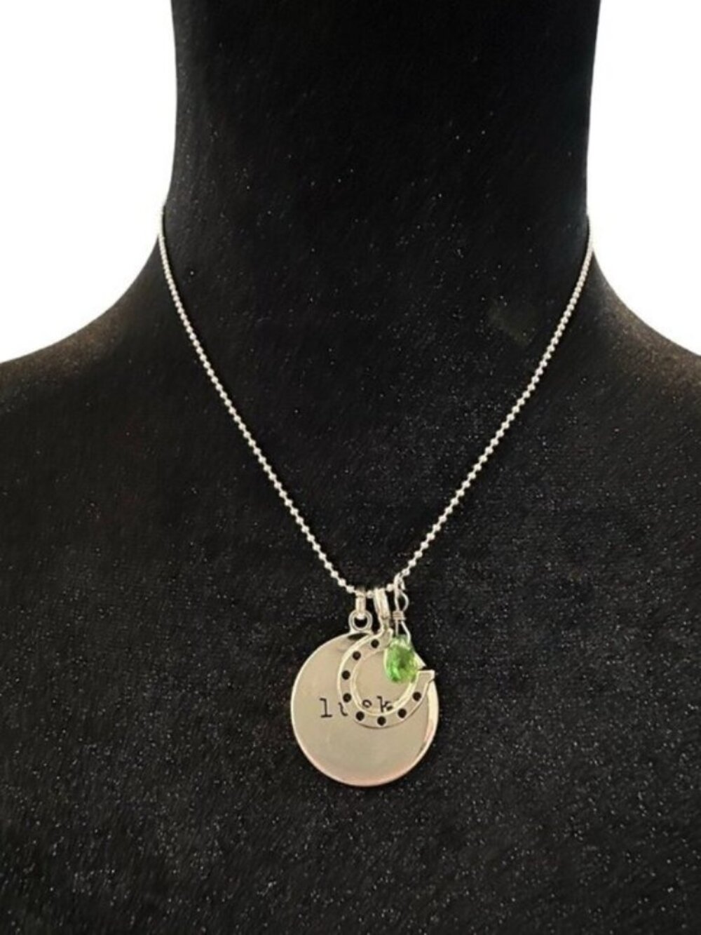 Pendant Necklace Horseshoe Lucky Charms Silver Tone 16 - 18 Inch
